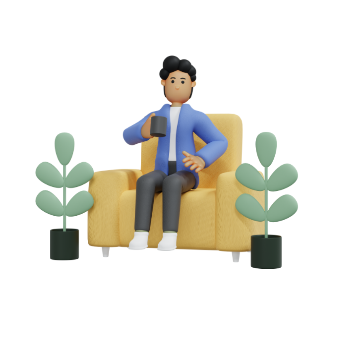 icone homme assis sur un canapé