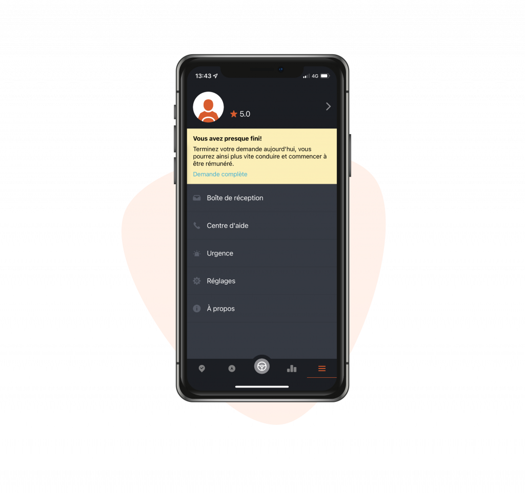 image d'un iphone avec un screen de l'application livreur madeen